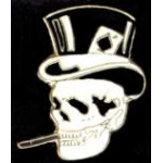 SKULL WITH TOPHAT AND CIG PIN